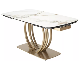 Стол MATERA 160 KL-188 Контрастный мрамор матовый, итал. керамика/ каркас цвета шампань