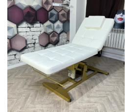 Кушетка массажно-косметологическая КВАДРО на гидравлике, 2-х секционная золото